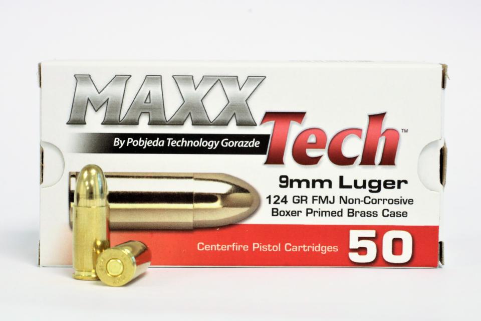 9mm Luger FMJ 124gr MaxxTech æske á 50 stk.
