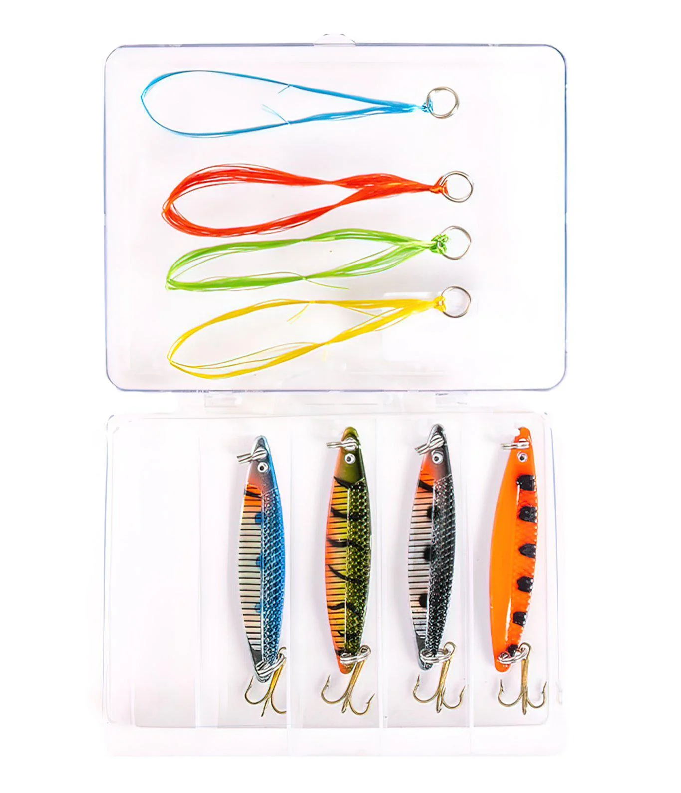 Fladen Nidingen Hornfiske Mix box - 4x 18gr + 4x silketråd