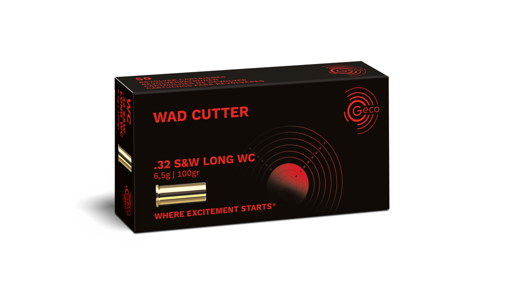 Geco .32 S&W Long WC Pistol patron 6.5gram - 100gr - Æske med 50stk