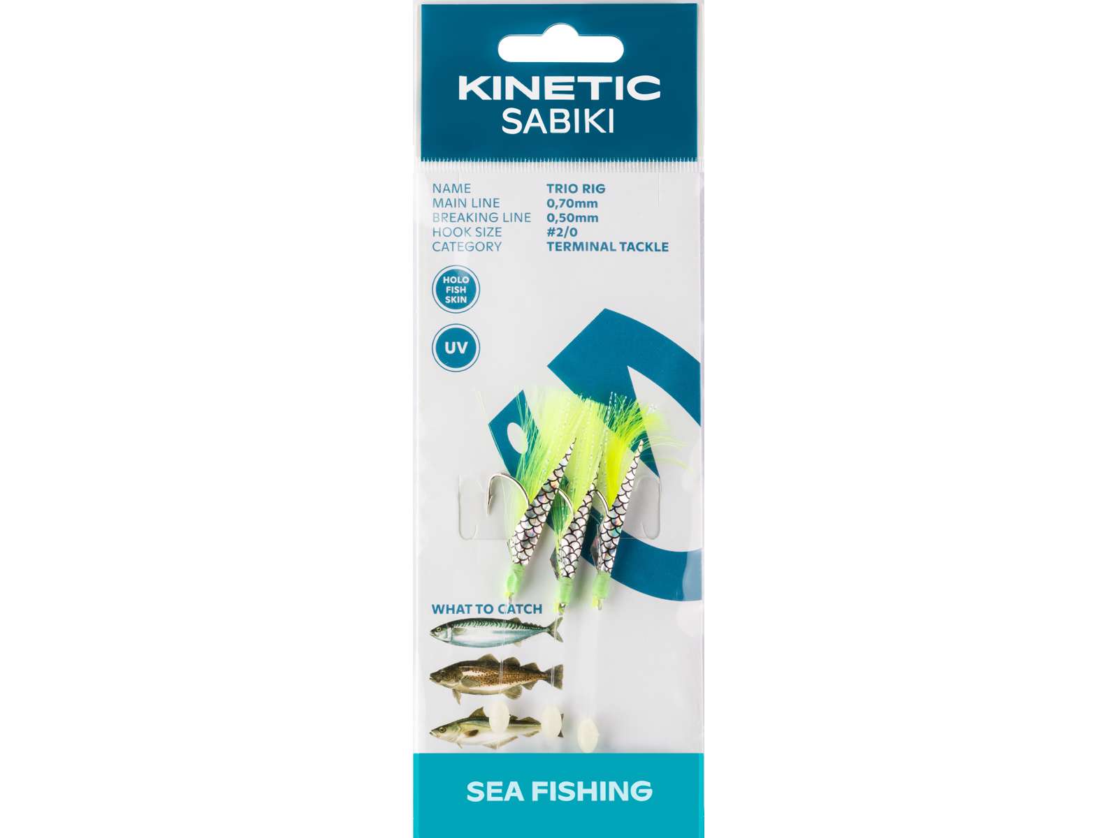 Kinetic Sabiki Trio forfang Chartreuse Flash