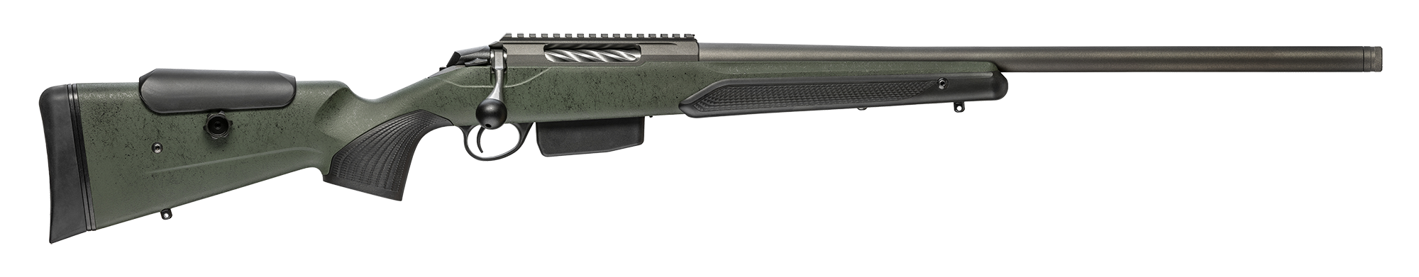 Tikka T3x Super Varmint, Cerakote, gevind, højre