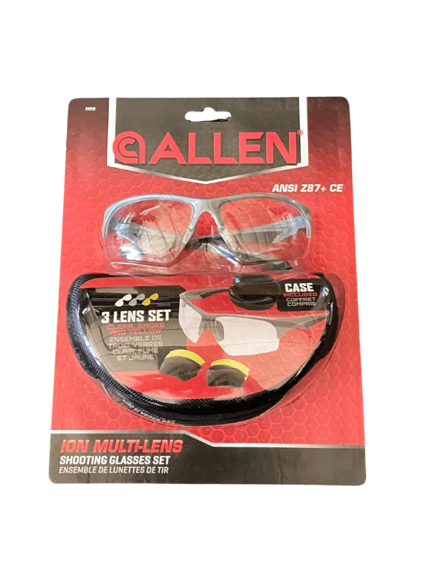 Allen Skydebriller m/ 3 forsk. glas & etui