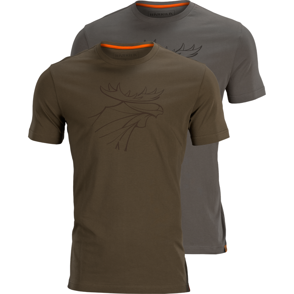 Härkila graphic t-shirt 2-pack 5XL|Willow green/Rustique clay