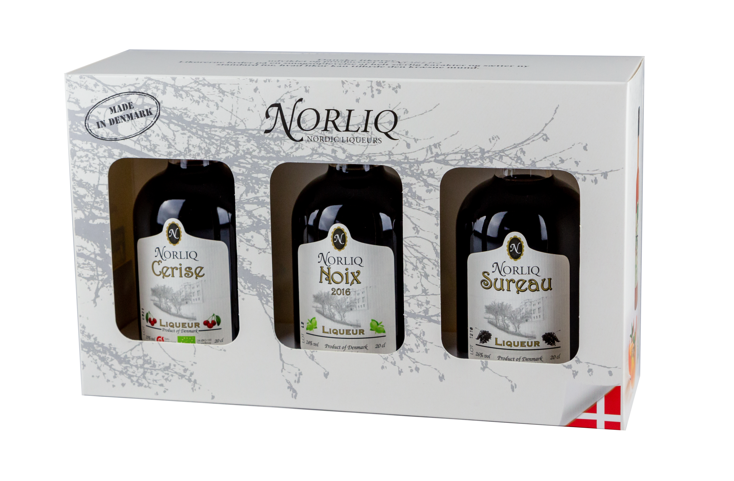 Norliq Trio - Gaveæske Sureau, Cerise og Noix 3x20cl
