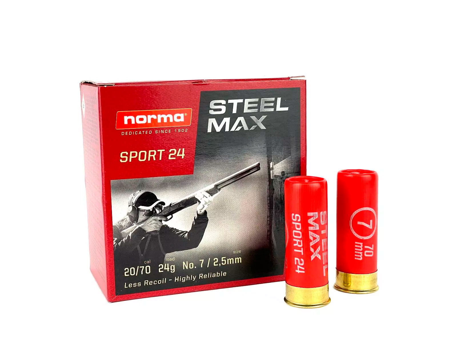 Norma Steel Max Sport 7/24 i kaliber 20/70 - flugtskydningspatron