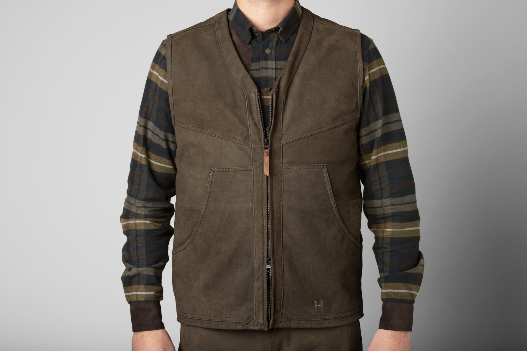 Härkila Pro Hunter leather waistcoat Willow green - Billede 3