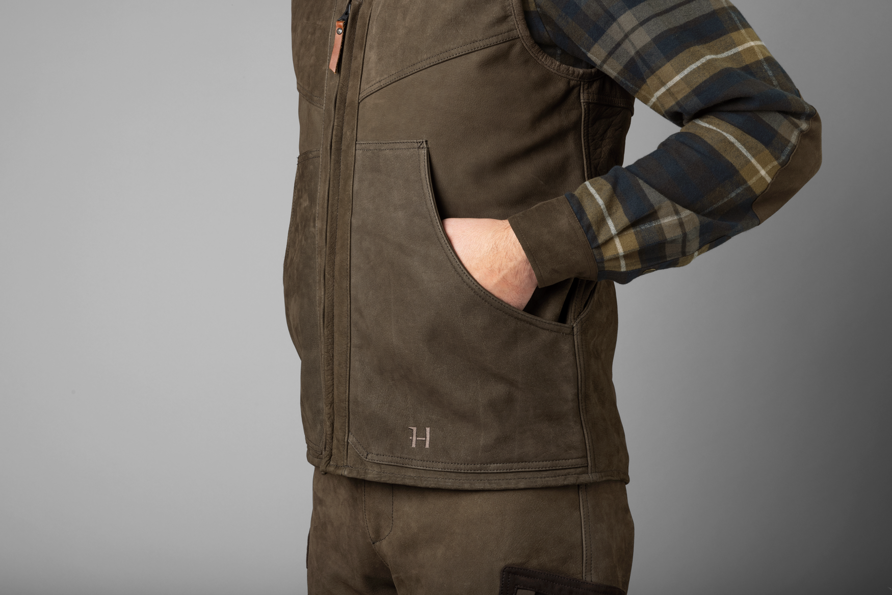 Härkila Pro Hunter leather waistcoat Willow green - Billede 6