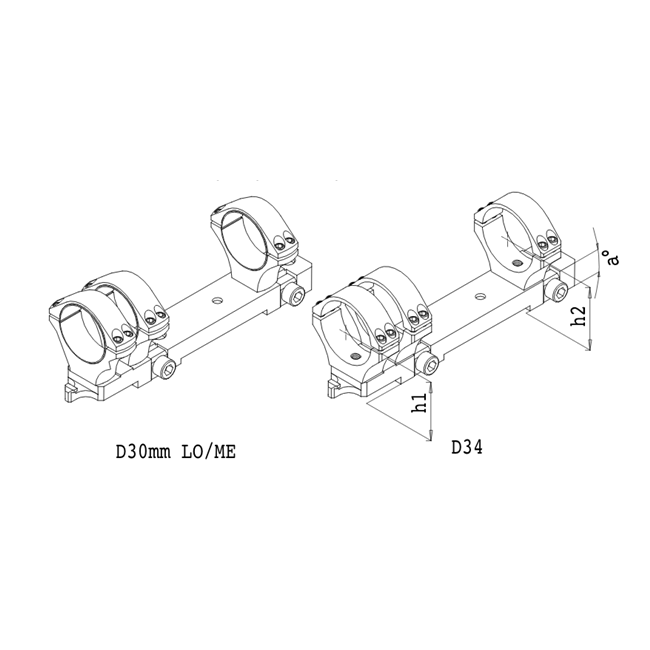SAKO TRG montage, Scoupe mount TAC Low 30MOA, Picatinny/Weaver rail, 34mm tube