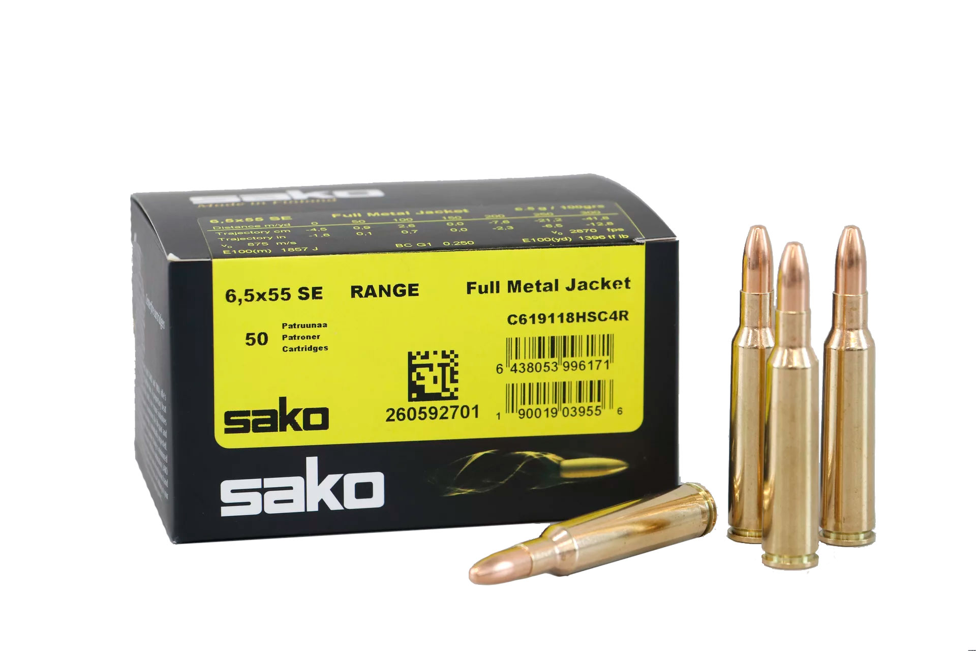 SAKO Speedhead Range 6,5x55 SE FMJ - 6,5gram - 100grain