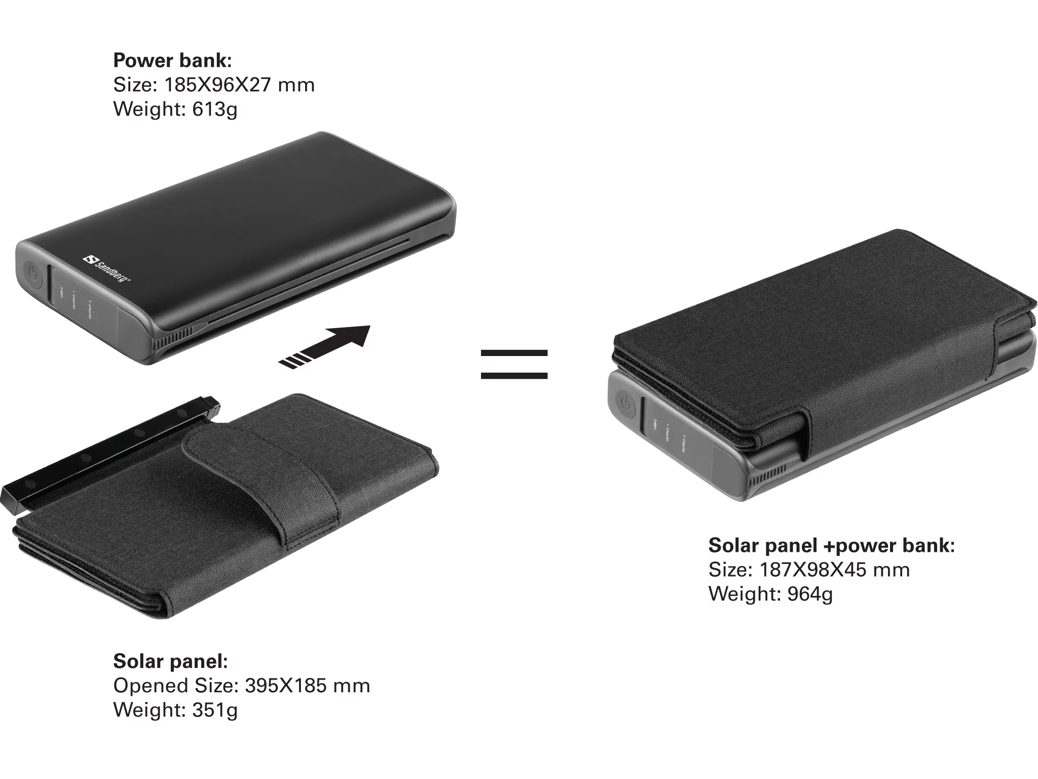 Sandberg Solar 4-Panel Powerbank 25000 - Billede 5