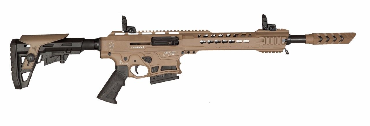 Typhoon F12 halvautomatisk haglgevær kaliber 12/76 Gen. II FDE Flat Dark Earth
