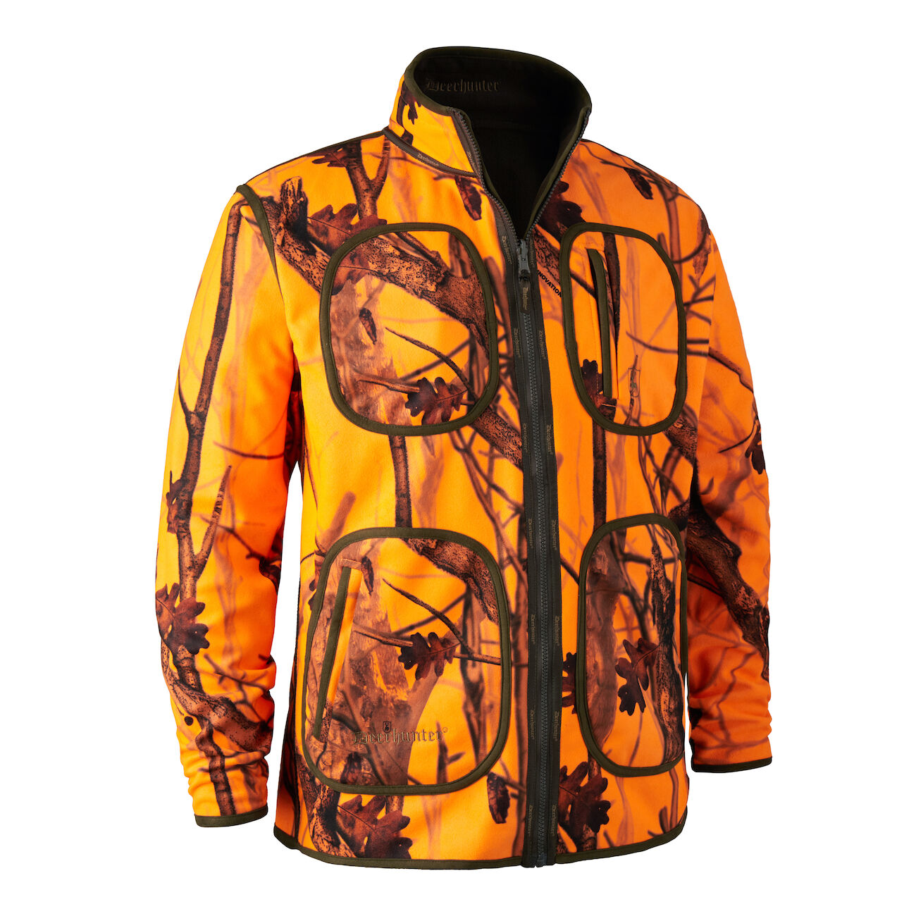 Deerhunter Gamekeeper Bonded Fleecejakke - vendbar GH Camo/orange og Grøn
